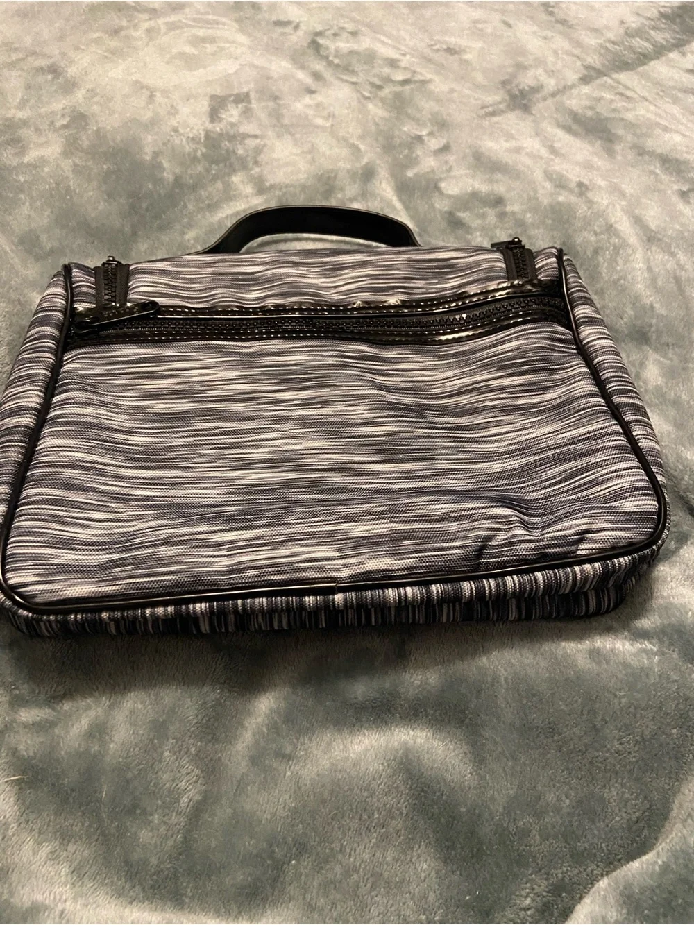 Victoria's Secret PINK Gray Striped and Hot Pink Travel Cosmetic Case